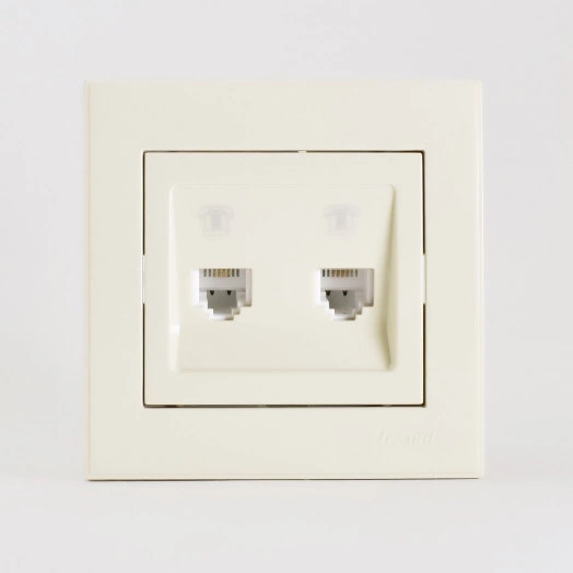 Розетка RAIN телефонная 2-ая евро крем