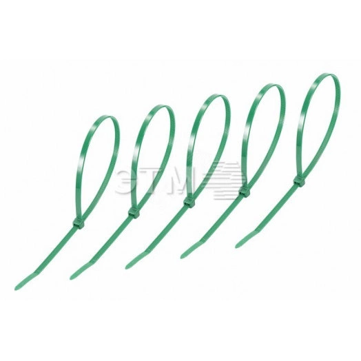 Хомут-стяжкa нeйлонoвая 300x4,8 мм, зеленая, упаковка 25 шт