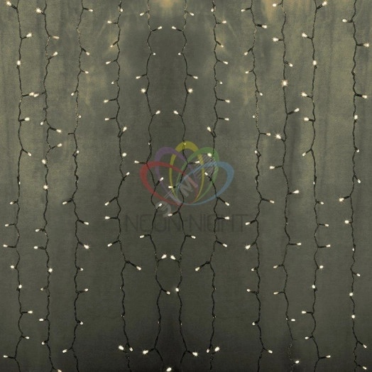 Гирлянда профессиональная Светодиодный Дождь 2х3м постоянное свечение прозрачный провод 220В тепло-белый