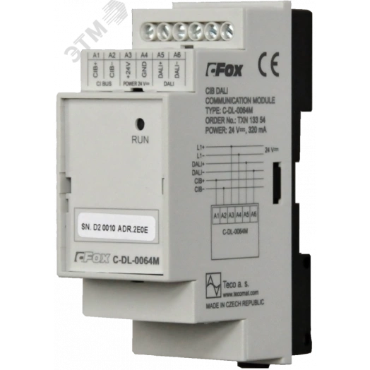 Модуль DALI C-DL-0064M C-DL-0064M: CIB-DALI конвертер, управление 64 DALI балластами