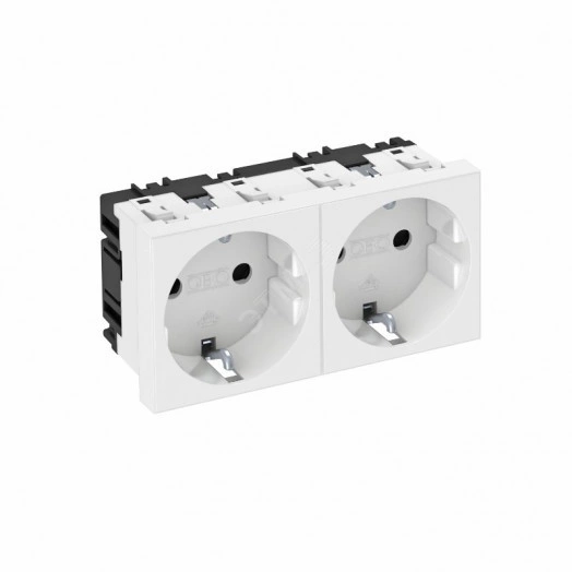 Розетка двойная 0° с з/к, 250 В, 16A (черный)