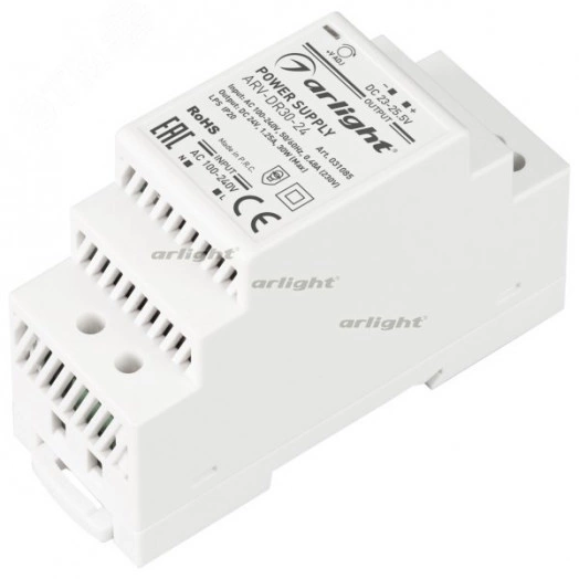 Блок питания ARV-DR30-24 (24V, 1.25A, 30W) (ARL, IP20 DIN-рейка)