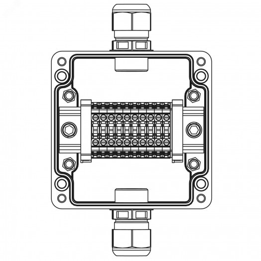 Взрывозащищенная клеммная коробка GRP TBE-P-03-(10xCBC.4)-1xPACMP(A)-1xPACMP(C)1Ex e IIC Т5 Gb / Ex tb IIIC T95°C Db IP66