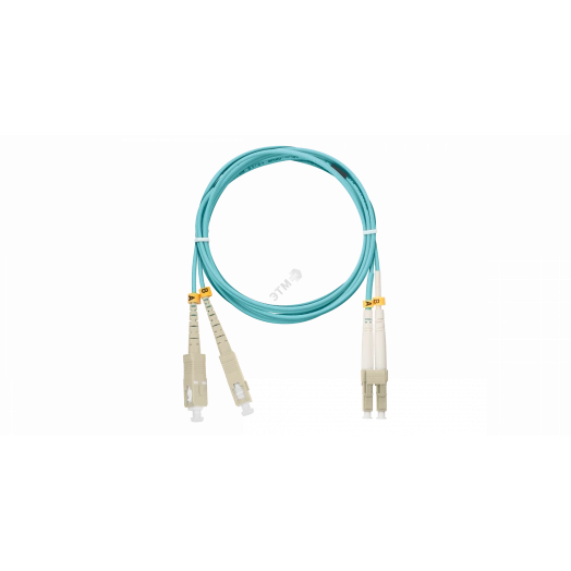 Шнур оптический переходной, MM 50/125 OM3, SC/UPC-LC/UPC, двойной, LSZH, 2мм, аква, 3м