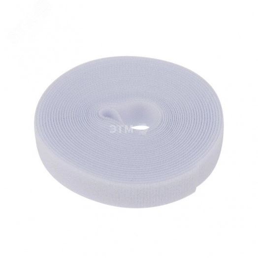 лента-липучка многоразовая 5 м х 20 мм, белая (1 шт.)