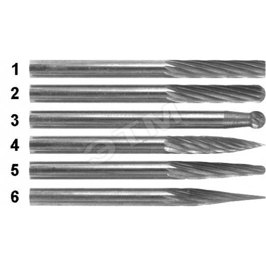 Шарошка карбидная Профи, штифт 3 мм (мини), цилиндрическая с острым наконечником