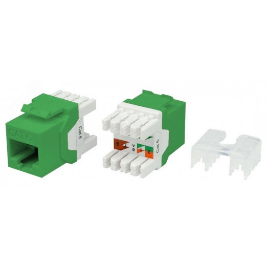 Вставка KJ8-8P8C-C6-180-GN Keystone Jack RJ-45(8P8C) категория 6 зеленая