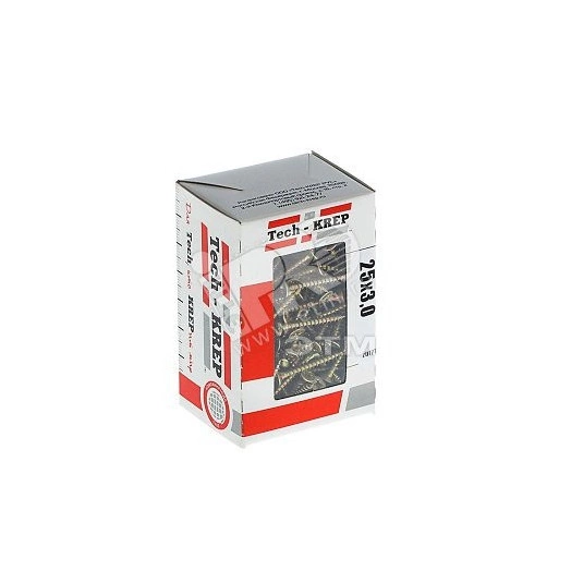 Шуруп универсальный 3х25 потайная головка, остроконечный, желтопассивированный (200шт) - коробка