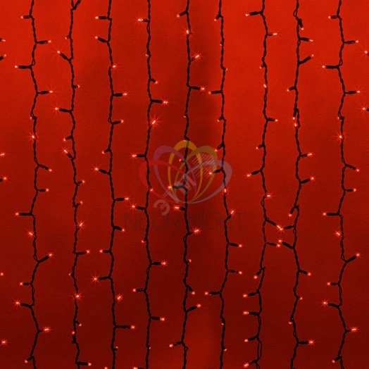 Гирлянда профессиональная Светодиодный Дождь 2х3м постоянное свечение черный провод 220В красный