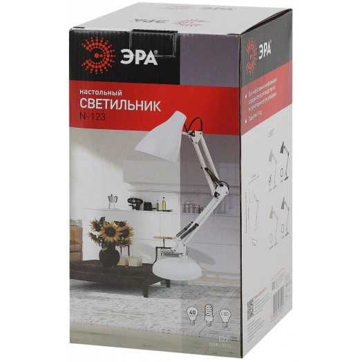 Светильник настольный  N-123-Е27-40W-W белый ЭРА
