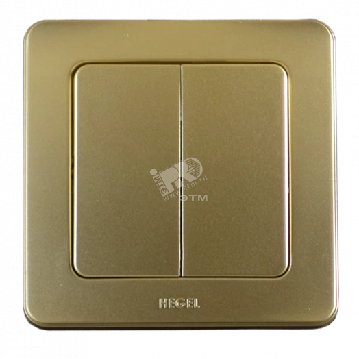 Выключатель двухклавишный скрытый золото 10А