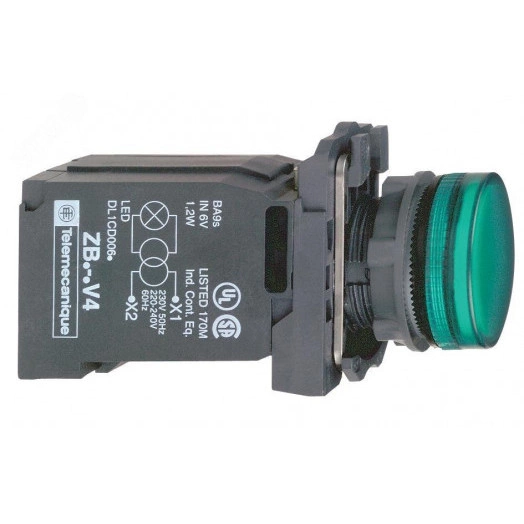 Лампа сигнальная 22ММ 230В зеленая