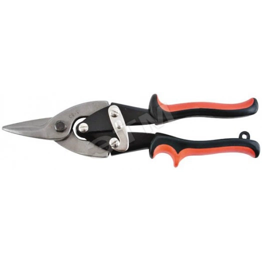 Ножницы по металлу усиленные CrV Профи, прорезиненные ручки, прямые 250 мм