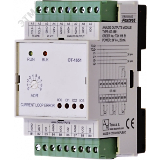 Модуль аналоговых выходов OT-1651 OT-1651, 4xAO: 0-10V/ 4-20mA, GO