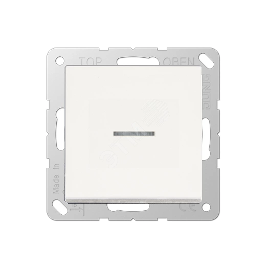 ECO Переключатель  одноклавишный проходной 10АХ, 250В АС, белый, с подсветкой