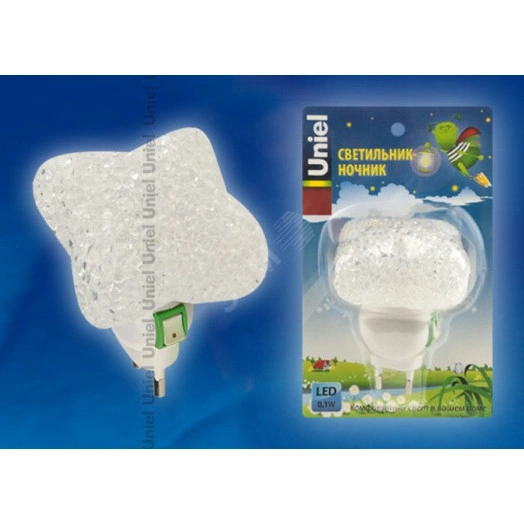 Ночник светодиодный  DTL309 0,1W 1LED белый Звездочка Uniel