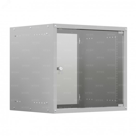 Шкаф настенный телекоммуникационный NTSS LIME 12U 550х600х635мм, 2 профиля 19, дверь стеклянная, боковые стенки несъемные, разобранный, серый RAL 7035
