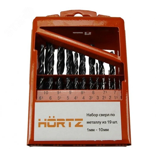 Набор сверл по металлу 19 шт. 1-10 мм Р6М5 металлический кейс