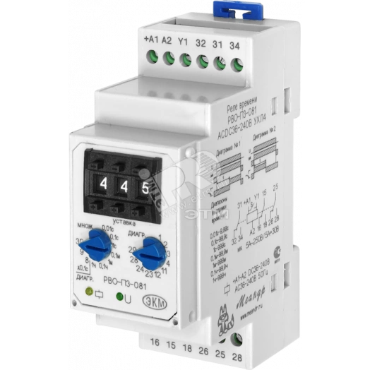 Реле времени РВО-П3-081 0.01с-999ч катушка управления AC/DC 36-240В