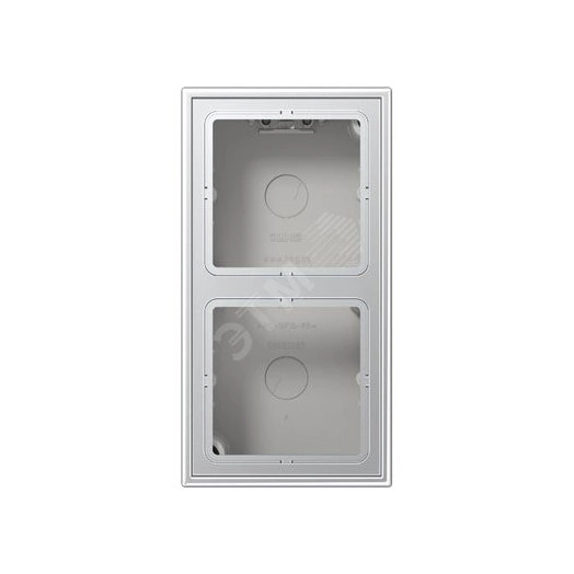 Коробка для накладного монтажа с негорючим основанием 2-я  для горизонтальной/вертикальной установки  в комплекте с рамкой  для установки устройств и накладок серии LS990  Материал- лакированный дуропласт  Цвет- алюминий