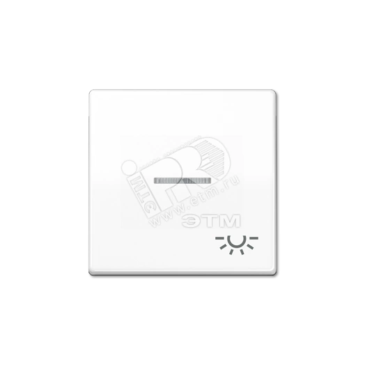 Клавиша для выключателя с окошком для подсветки и символом  свет   белая