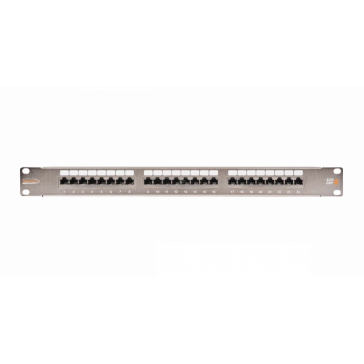 Панель 19'', 1U, 24 порта, Кат.6, RJ45/8P8C, экран., металлик