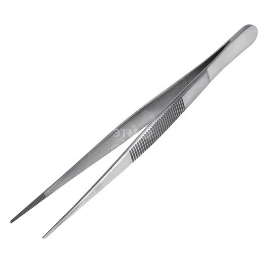 Пинцет прямой, узкий, рифленый 145 мм