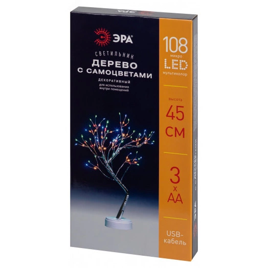 Светодиодная новогодняя фигура Дерево c самоцветами 36 microLED, 3АА, IP20 ЕGNID - 36MC ЭРА
