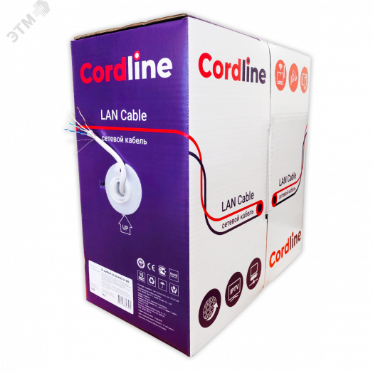 Витая пара СORDLINE F/UTP 4 пары 5e Сu одж.       24AWG(0,51мм) вн.PVC сер.305м