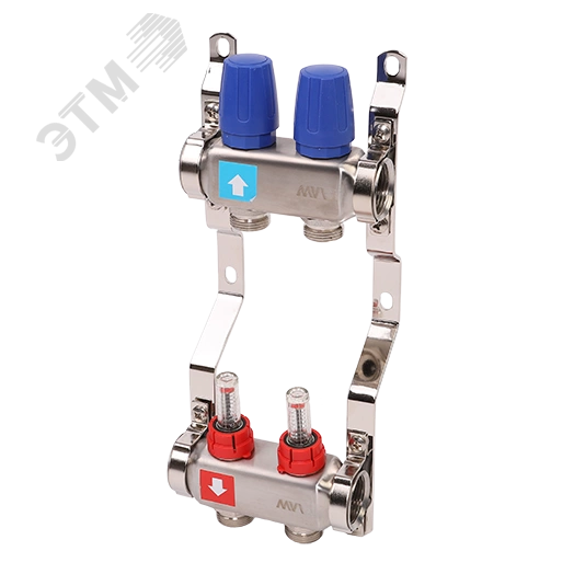 Коллекторная группа с расходомерами 1' х 2 выхода 3/4' НР евроконус
