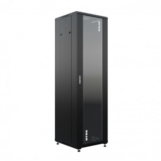 Шкаф напольный универсальный серверный NTSS R 32U 600х600мм, 4 профиля 19, двери стекло и сплошная металл, боковые стенки съемные, регулируемые опоры, разобранный, черный RAL 9005