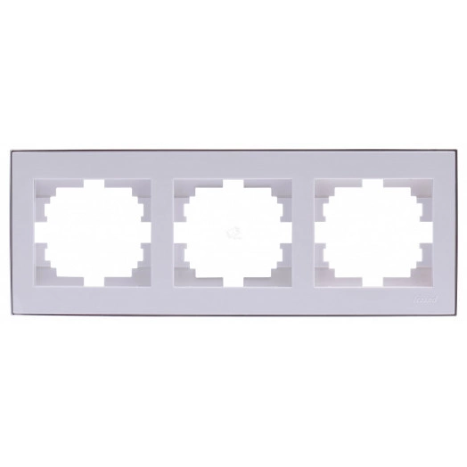 RAIN Рамка 3 поста горизонтальная белая с боковой вставкой хром