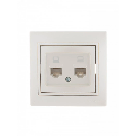 Мира Розетка RJ 45 х 2 жемчужно-белый