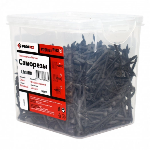 Саморез СГМ 3,5х35 усил-й  (TWN) (1200 шт) - конт-р PROFFIX