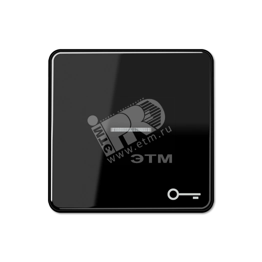 Клавиша с окошком и символом  ключ  для выключателей с подсветкой  черная