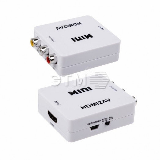 Конвертер HDMI на 3 RCA, пластик, белый