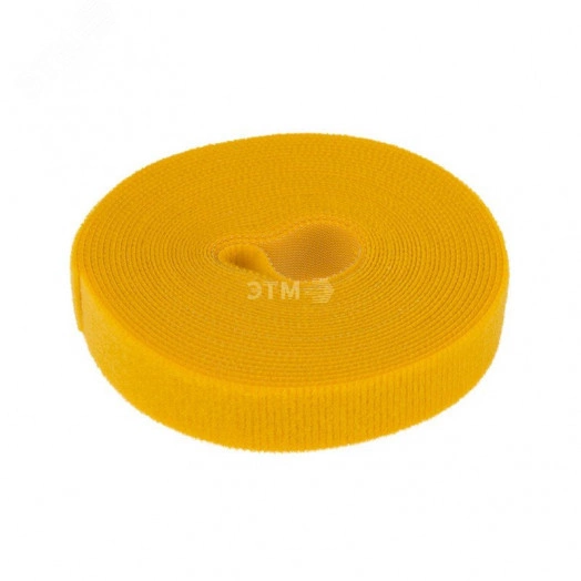 лента-липучка многоразовая 5 м х 20 мм, желтая (1 шт.)