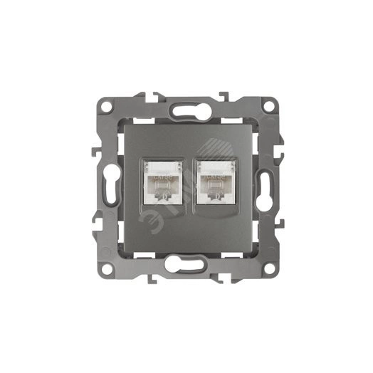 Розетка информационная двойная 2XRJ45, Эра12, графит, 12-3108-12