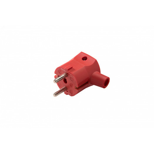 Угловая кабельная вилка с защит. контактом и 2-й системой заземления CEE7/VII,16A 2P+E 250V, красный