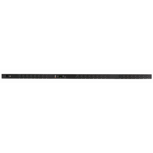 Блок розеток TLK SW - Switched Вертикальный 21 розеток C13 3 розетки С19 макс. нагрузка 16 А шнур питания 3 м. вилка С20 цифровое измерение силы тока на входе металлический корпус макс. мощность 4000 Вт 1778*44*56 мм цвет черный.