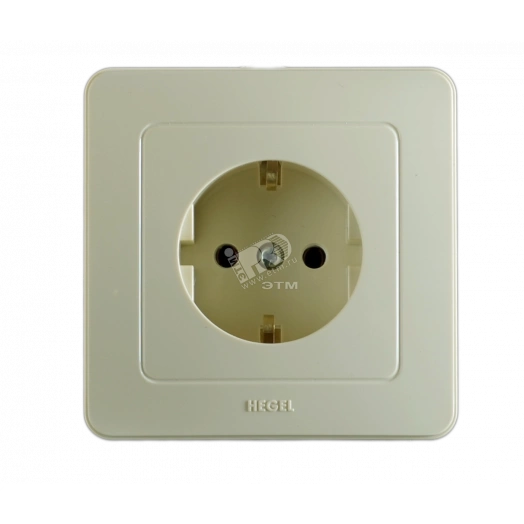 Розетка скрытая с заземлением со шторками слоновая кость