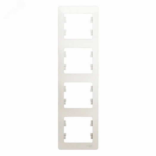 GLOSSA Рамка 4 поста вертикальная перламутр