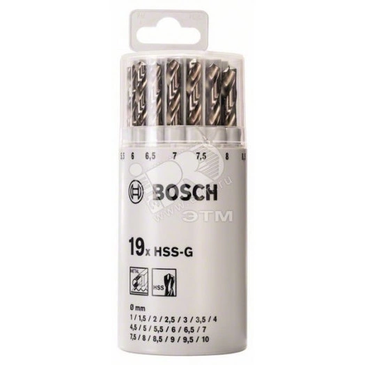 Сверло по металлу HSS-G 1-10мм (19шт)