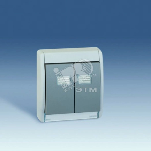 Рамка с двойной клавишей, с подсветкой, S44A, серый