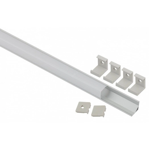 Комплект с угловом анодированным профилем CAB280 16х16мм, 2м и квадратным экраном 2м (5/60 ЭРА