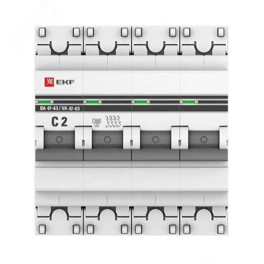 Выключатель автоматический четырехполюсный 2А С ВА47-63 4.5кА PROxima