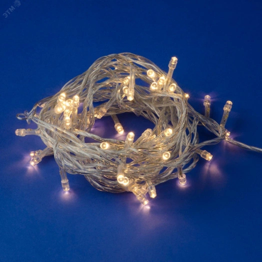 Гирлянда светодиодная с контроллером 5м 50 светодиодов Теплый белый свет Провод прозрачный ULD-S0500-050/DTA WARM WHITE IP20