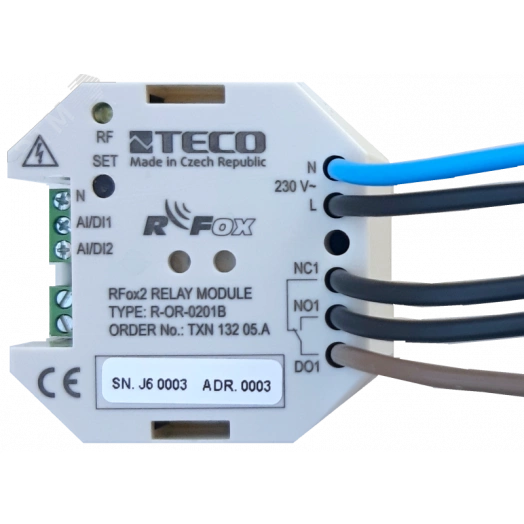 Радио модуль дискретных вх/вых  R-OR-0201B-A: RFox2, 2x DI, 1x RO-800A NO (Нормально открытый контакт), радио тип A