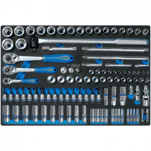 Набор торцевых головок 1/4'&3/8'&1/2' с принадлежностями, ложемент, 103 предмета