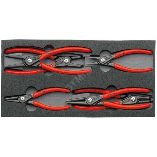 Набор щипцов прецизионных для внутренних и внешних стопорных колец ложемент из поропласта 6 предметов щипцы 48 11 J1 48 11 J2 48 21 J21 49 11 A1 49 11 A2 49 21 A21 KN-002001V02